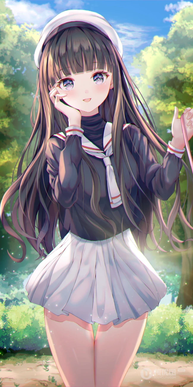学院风动漫制服短裙线条感少女图片，精选可做壁纸气质可爱学生妹