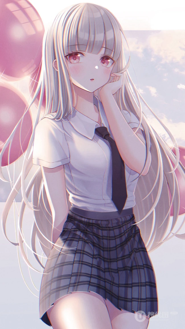 学院风动漫制服短裙线条感少女图片，精选可做壁纸气质可爱学生妹