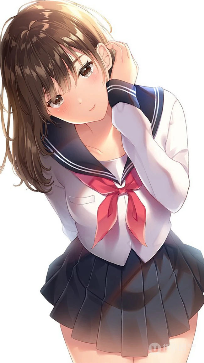 学院风动漫制服短裙线条感少女图片，精选可做壁纸气质可爱学生妹