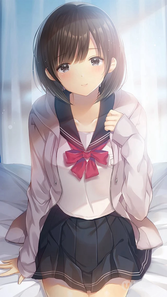 学院风动漫制服短裙线条感少女图片，精选可做壁纸气质可爱学生妹