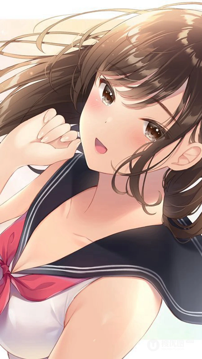 学院风动漫制服短裙线条感少女图片，精选可做壁纸气质可爱学生妹
