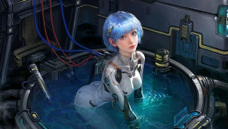 科技感的二次元美女，机械人等插画高清电脑桌面背景