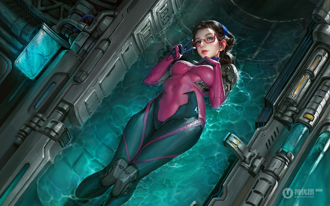 科技感的二次元美女，机械人等插画高清电脑桌面背景