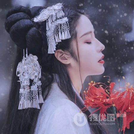 雪中白衣古风女头像，仙气飘飘太美了