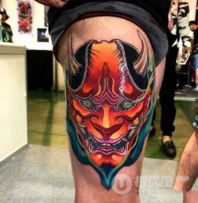 般若纹身图案，炫彩彩绘般若纹身男手臂，胳膊纹身图案图片 第4张