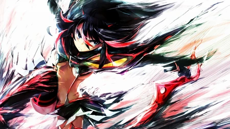 动漫女人物中拿武士刀，剑等武器的战士电脑壁纸