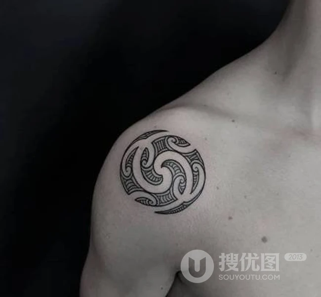 玛雅图腾纹身图案，复古好看的黑白个性玛雅图腾纹身图片 第7张