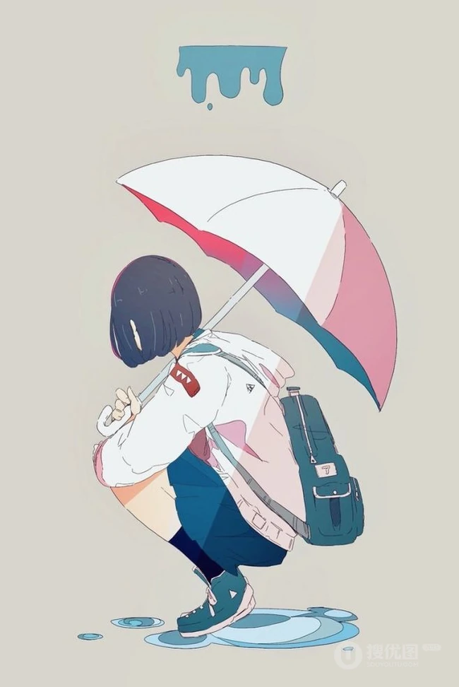 可爱小姑娘，小女孩水彩插画美图