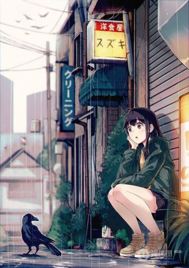 可爱小姑娘，小女孩水彩插画美图