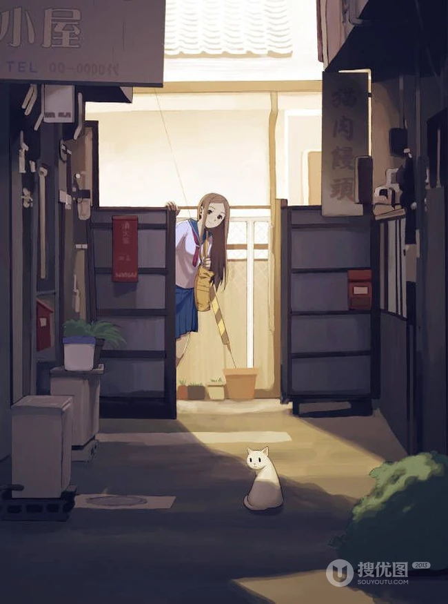 可爱小姑娘，小女孩水彩插画美图
