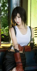 超美长发少女COS《最终幻想》蒂法气质女生高清摄影图片，还原度很高了