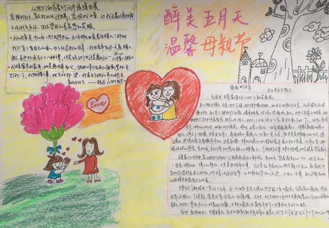 醉美五月天，温馨母亲节手抄报设计图片