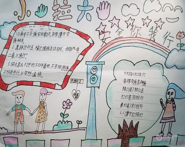 安全教育手抄报，小学生可爱生动的交通安全教育手抄报设计图片