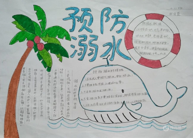 防溺水安全教育手抄报，小学生防溺水安全教育手抄报设计图片