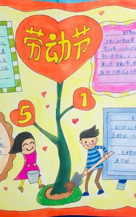 劳动节手抄报作品，五一劳动节小学生手抄报设计图片