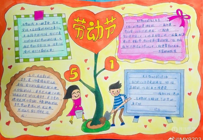 劳动节手抄报作品，五一劳动节小学生手抄报设计图片