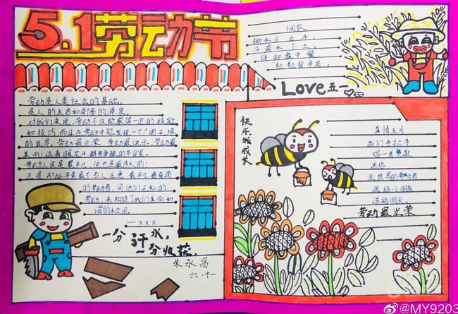劳动节手抄报作品，五一劳动节小学生手抄报设计图片