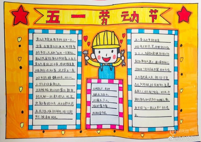 劳动节手抄报作品，五一劳动节小学生手抄报设计图片