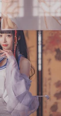 长发童颜女生COS白色气质旗袍古风人像摄影图片鉴赏