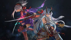 被丘比特围绕的动漫女战士创意动漫插画电脑壁纸图片