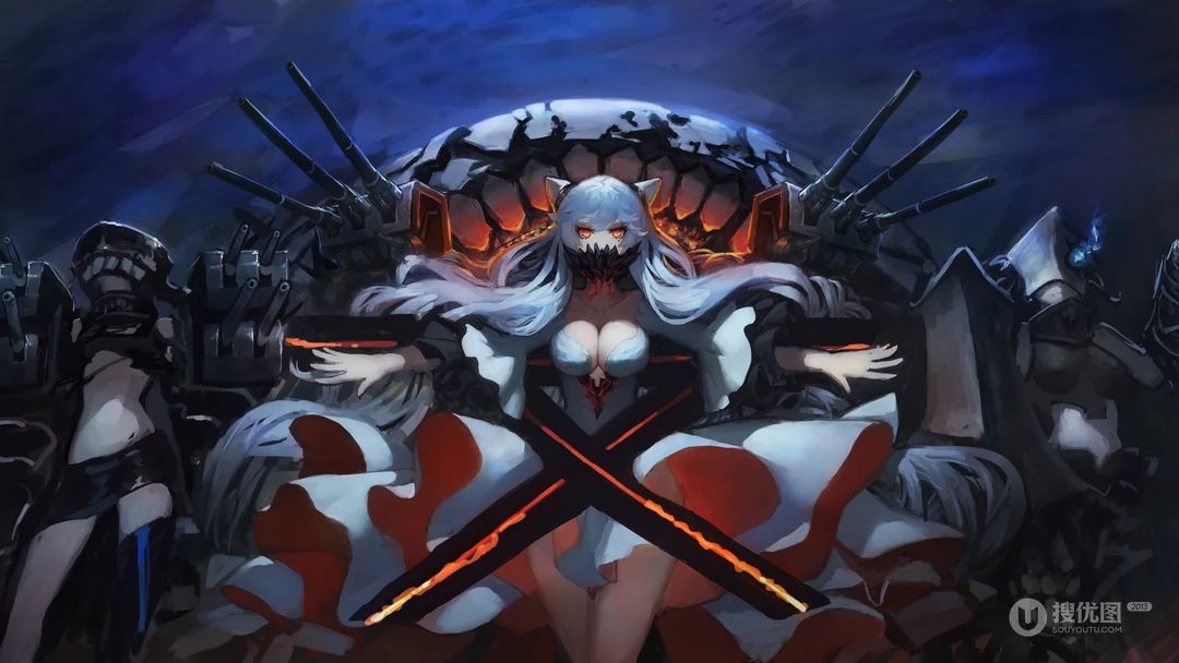 被丘比特围绕的动漫女战士创意动漫插画电脑壁纸图片