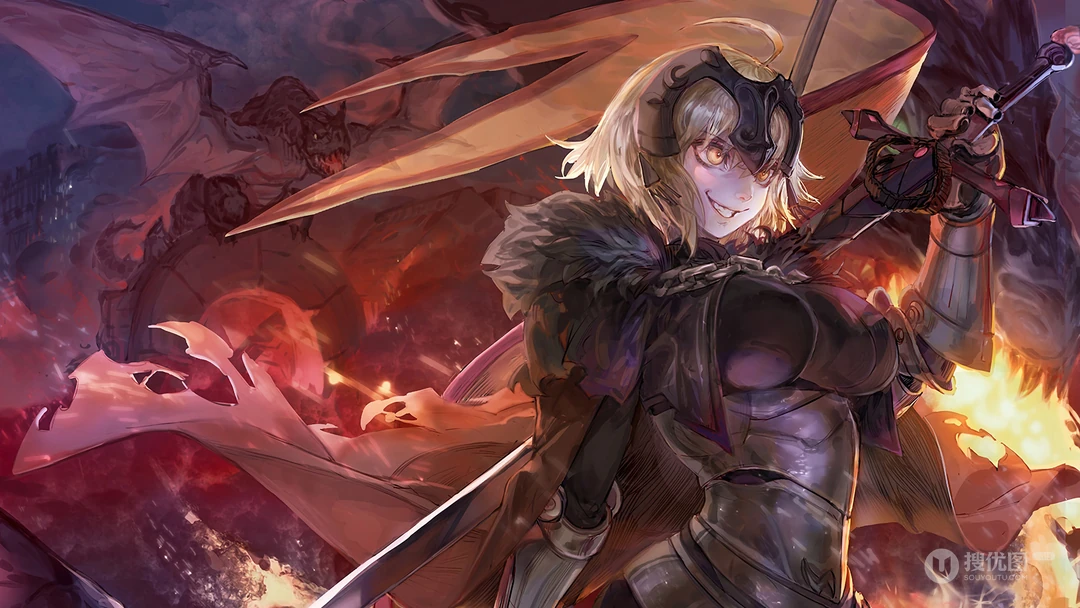 被丘比特围绕的动漫女战士创意动漫插画电脑壁纸图片