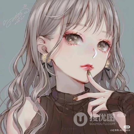 网友珍藏的一组手绘线条感的动漫女生头像