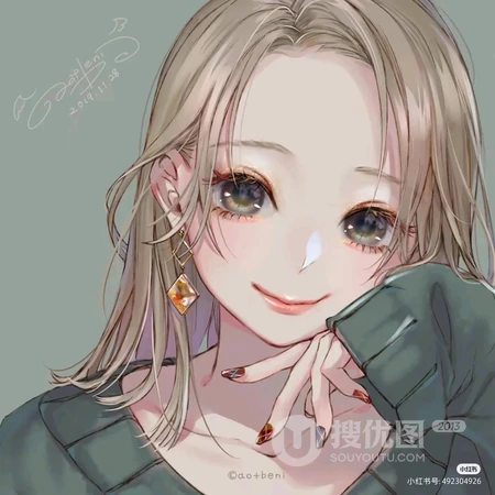 网友珍藏的一组手绘线条感的动漫女生头像