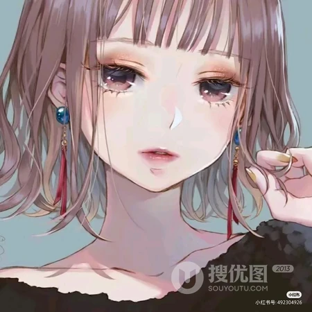 网友珍藏的一组手绘线条感的动漫女生头像