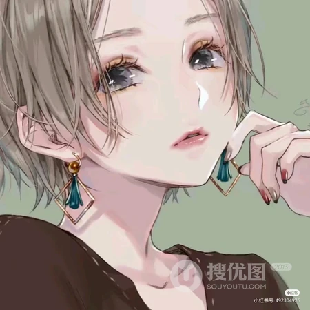 网友珍藏的一组手绘线条感的动漫女生头像
