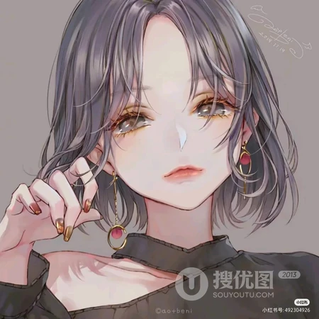 网友珍藏的一组手绘线条感的动漫女生头像