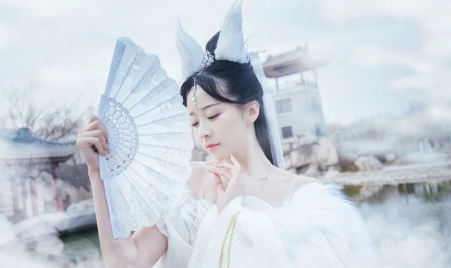 &ldquo;白狐&rdquo;主题古风长腿白狐摄影图片高清就是很惊艳