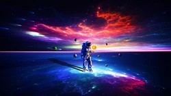 对宇宙的无尽幻想的少女，宇航员唯美创意摄影桌面壁纸