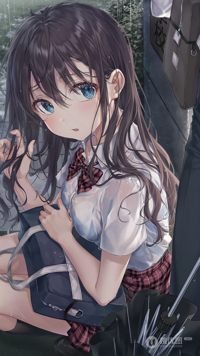 湿身，性感，大胸二次元动漫少女插画手机壁纸套图
