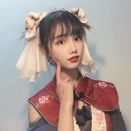 双丸子头可爱小姐姐cosplay汉服小丫鬟QQ头像