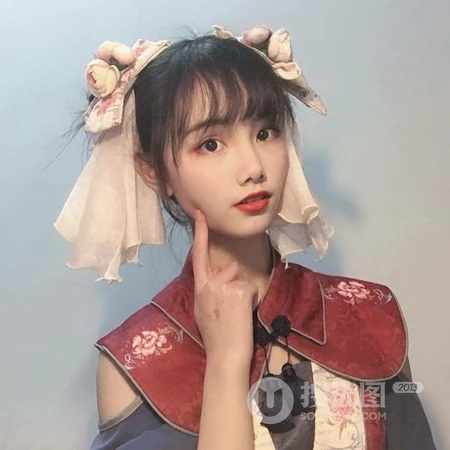 双丸子头可爱小姐姐cosplay汉服小丫鬟QQ头像