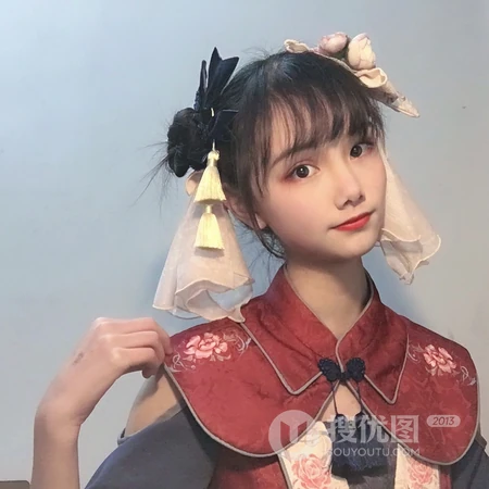 双丸子头可爱小姐姐cosplay汉服小丫鬟QQ头像