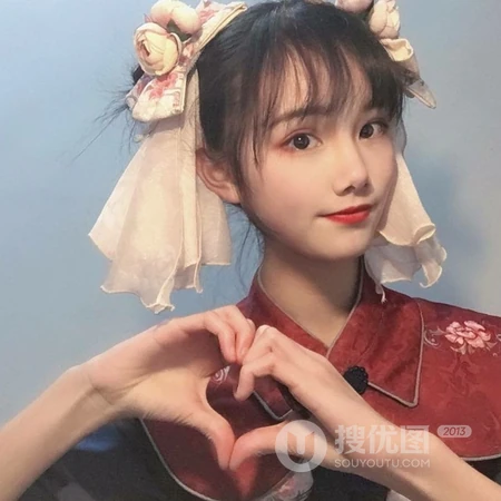 双丸子头可爱小姐姐cosplay汉服小丫鬟QQ头像