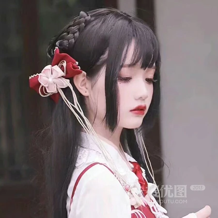 双丸子头可爱小姐姐cosplay汉服小丫鬟QQ头像