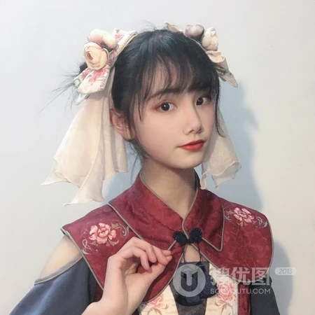 双丸子头可爱小姐姐cosplay汉服小丫鬟QQ头像