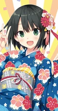 二次元穿和服的动漫大眼女生手机壁纸