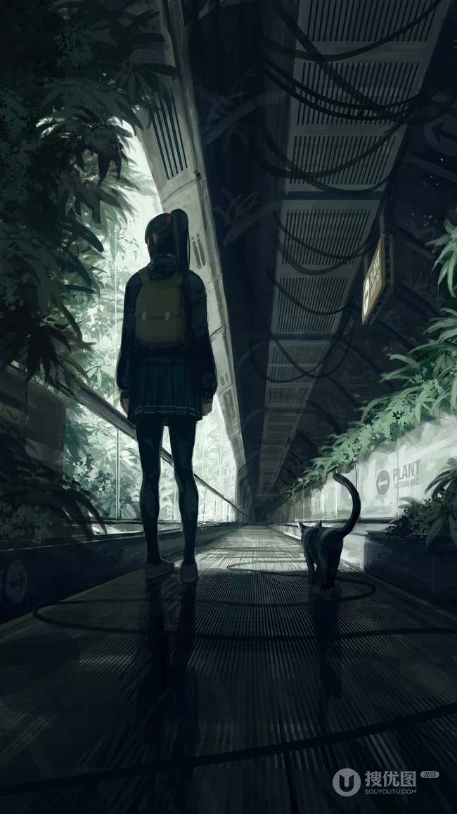 逼真日漫少女和他的猫插画手机壁纸5.8日推荐