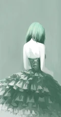 穿肩带婚纱，礼服的伤感忧伤女人，女生背影黑白手绘插画美图