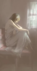 穿肩带婚纱，礼服的伤感忧伤女人，女生背影黑白手绘插画美图
