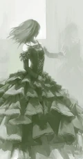 穿肩带婚纱，礼服的伤感忧伤女人，女生背影黑白手绘插画美图