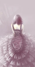 穿肩带婚纱，礼服的伤感忧伤女人，女生背影黑白手绘插画美图
