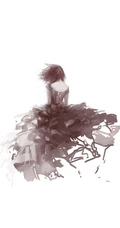 穿肩带婚纱，礼服的伤感忧伤女人，女生背影黑白手绘插画美图
