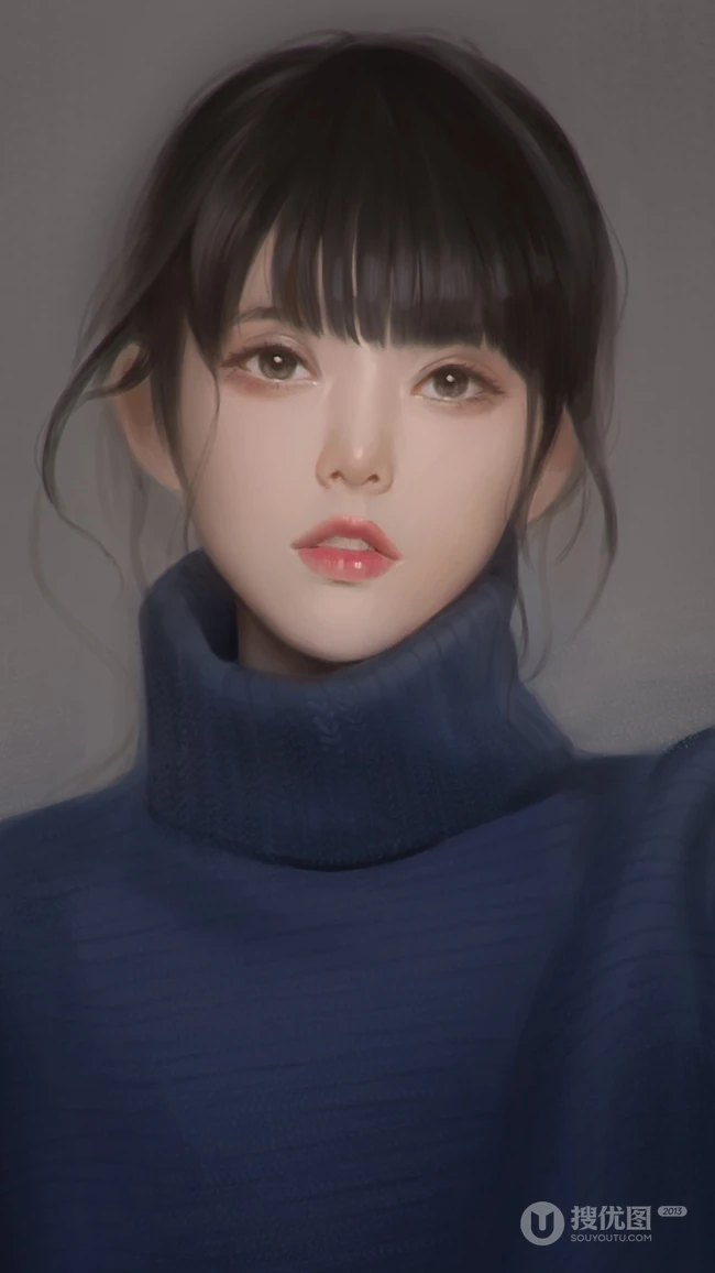 惟妙惟肖比较写实的动漫手绘少女手机壁纸