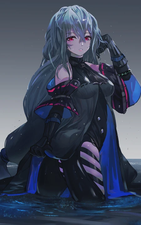 立于水中的二次元美少女战士超酷的动漫手机壁纸