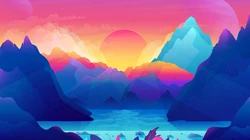 炫彩有创意的平面动漫插画电脑桌面壁纸下载